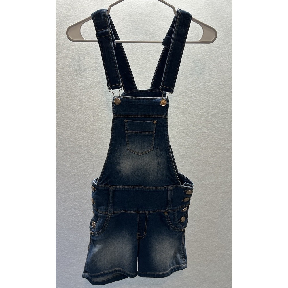 Bombon Women's Bib‎ Overall Jean Shorts Size 11 Denim Blue Rhinestones